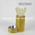 Conjunto de ferramentas de cozinha de bambu carbonizado